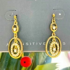 Museum Collection Sensitive Ears Hypo-allergenic Gold-tone CZ dangle earrings